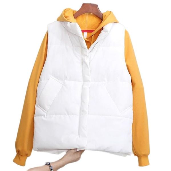 

women's vests 2021women winter warm cotton padded puffer autumn plus size sleeveless parkas down jackets spring clothing coats waistcoa, Black;white