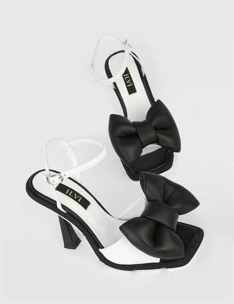 

sandals ilvi-genuine leather handmade deva white - black women's heeled sandal women shoes 2021 spring/summer