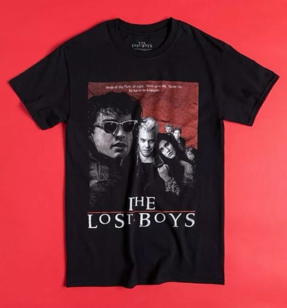

official black the lost boys movie poster t-shirt, White;black