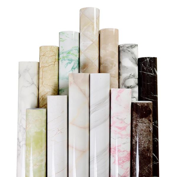 

wallpapers 60cm modern self-adhesive wallpaper kitchen waterproof oilproof bathroom tiles deskcabinets wall marble renovation stickers