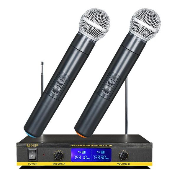 

2pcs professional wireless condenser handheld microphone mic with receiver box cordless kareoke ktv singing eu pl microphones