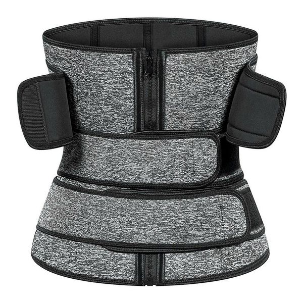 

waist support trimmer trainer belly slimming belt corset sweat for weight loss fitness workout sport, Black;gray