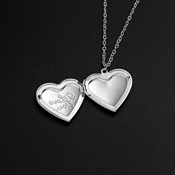 

pendant necklaces unique silver color po frame necklace carved designs heart-shaped openable locket family jewelry gift