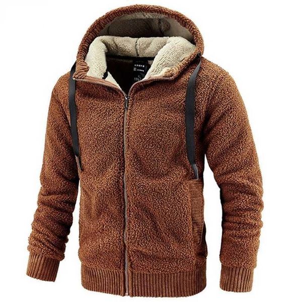 

men's fleece jacket hooded large size winter parka men windbreakers thick warm anorak husband autumn black fur coat male 211129