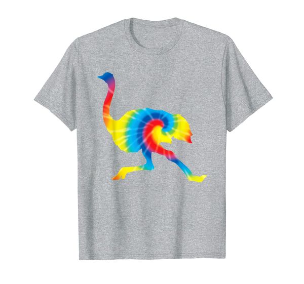 

tie dye emu rainbow print ostrich bird hippie peace gift t-shirt, White;black