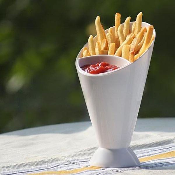 

cups & saucers plastic portable french fries shelf holder assorted sauce chips snack cone dip cup tableware kitchen supplies