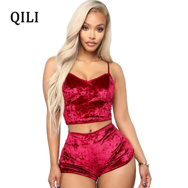 

women two piece set playsuits rompers velvet vest short pant 2 casual fitness women's jumpsuits, Black;white