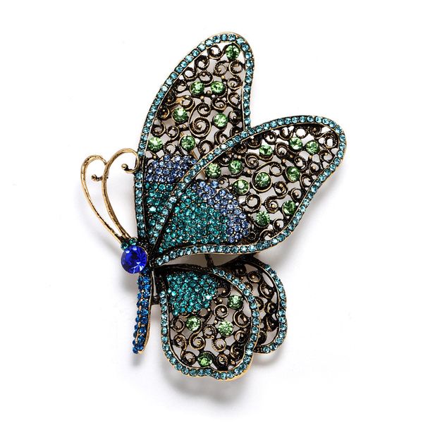 

factory wholesale new creative rhinestone butterfly brooch feminine fashion coat exaggerated pin jewelry accessories hea/rtsch/rome