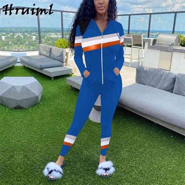 

two piece set women autumn long sleeve hooded zipper bodycon pants sets sportswear outfits casual tracksuit jogging femme 210513, White