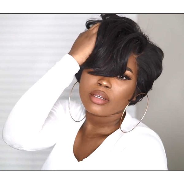 

wig headcover black short hair bob micro curly chemical fiber wig
