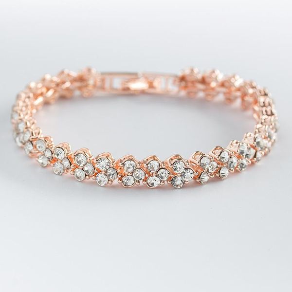 

bangle 2021 fashion roman crystal rhinestone zircon bracelet simple temperament elegant metal jewelry, Black