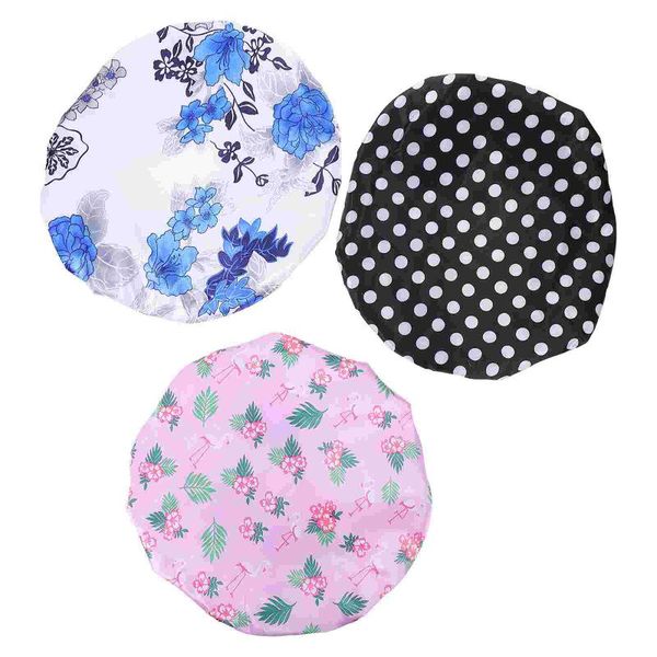 

shower caps 3pcs multi-purpose female durable bath hair (assorted color)