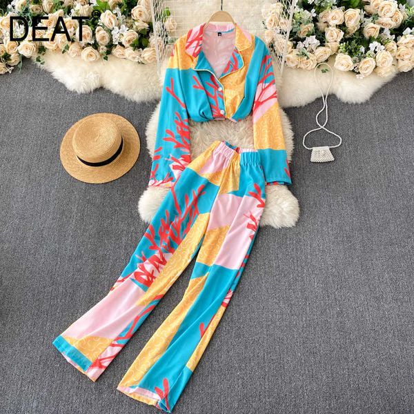 

deat women blue printing pajamas long pants arrivals two piece set fashion spring summer 11d59 210709, White