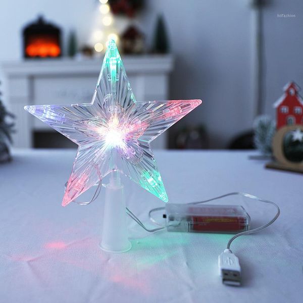 

christmas decorations 3d luminous five-pointed star led transparent tree decoration ornament dtt88