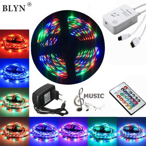 

strips 2835 music rgb led strip with mic controller 24key ir remote 5m 10m 15m 12v waterproof flexible tape light for tv bedroom
