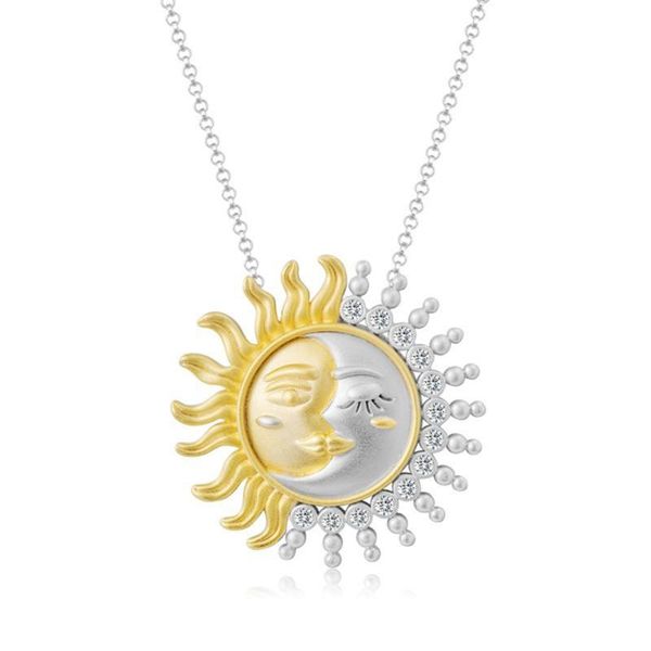 

chains sun moon long necklace female personality trend two-color clavicle chain for birthday mother's day gift, Silver