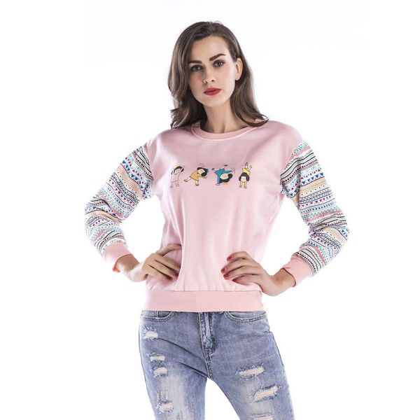 

women's hoodies & sweatshirts casual sweatshirt women cotton o-neck patchwork pullovers plus size autumn clothing fashion womens 2021, Black