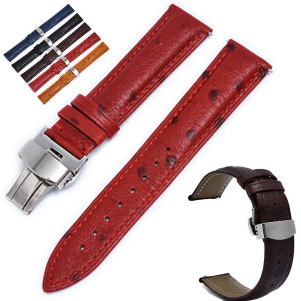 

watch bands vintage leather watchbands strap ostrich pattern quick release 18mm 20mm 22mm watchband belt for men accessories, Black;brown