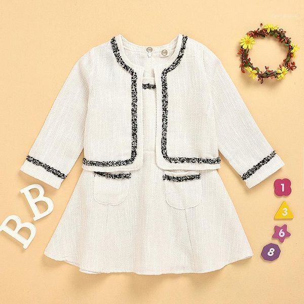 

autumn arrival girls fashion 2 pieces suit coat+dress clothing1, White