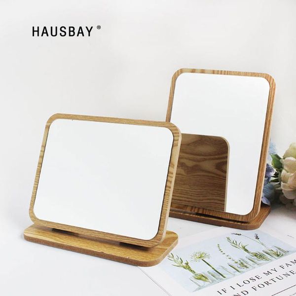 

decorative objects & figurines simple wooden mirror deskmakeup folding wood grain beauty d219
