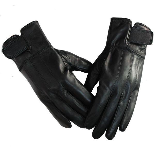 

gloves autumn and winter men' sheepskin outdoor riding plush thickened leather, Blue;gray