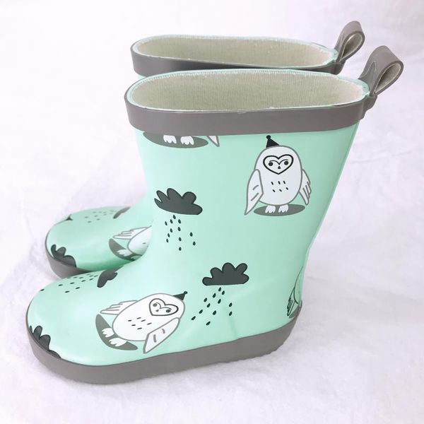 

children rain boots kids girl cute cartoon printed shoes baby boys rubber waterproof water, Black;grey