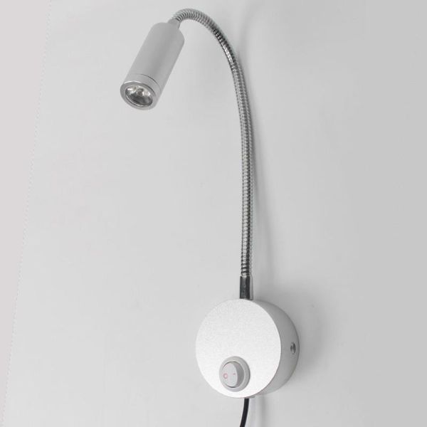 

wall lamp 3w flexible hose with plug bedside reading bending mirror makeup painting led room 220v 110v