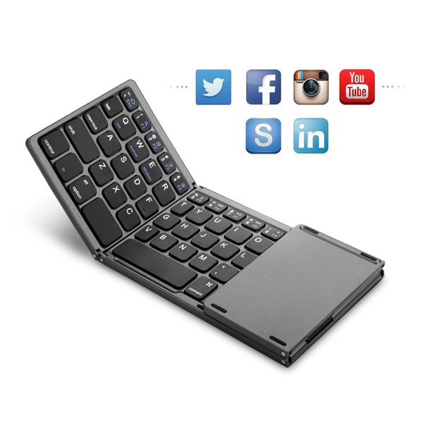 

spanish/arabic b033 mini folding keyboard, wireless bluetooth keyboard with touchpad for windows, android, ios keyboard