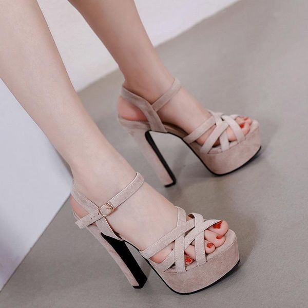 

sandals the summer 2021 fashion waterproof platform chunky heel with hollow heels, Black