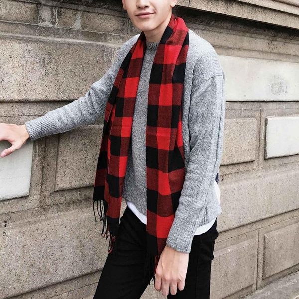 

cycling caps & masks scarf fashion women men warm shawls tassel bufandas invierno mujer plaid scarves shawl, Black
