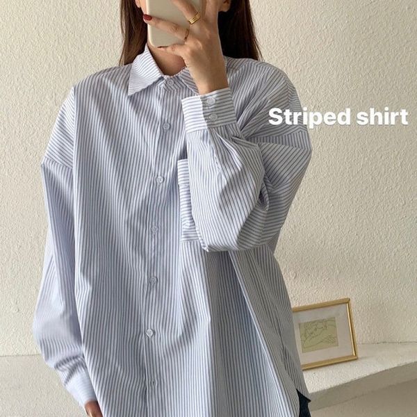 

qnpqyx new blue striped shirts preppy ofiice laies women fashion long sleeve autumn blouses casual vintage button shirts, White