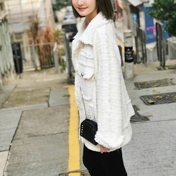 

women's jackets autumn women runway elegant tweed jacket loose single breasted female streetwear party office lady coat outerwear s, Black;brown