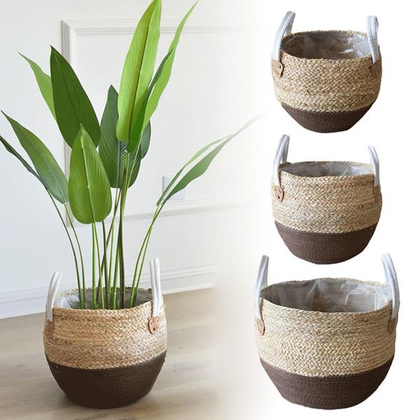 

storage baskets 1pc l durable woven basket deskbox hand-woven snack toy straw picnic cosmetic household tools