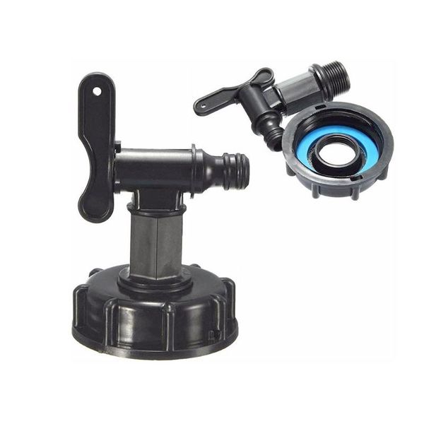 

watering equipments 1 pcs 3/4" thread plastic ibc tank tap 1000l to 16mm adapter garden irrigation connection valve water connector wit