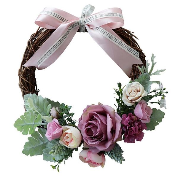 

artificial rose flower wreath handmade floral spring wreath for front door wedding wall window party home decor