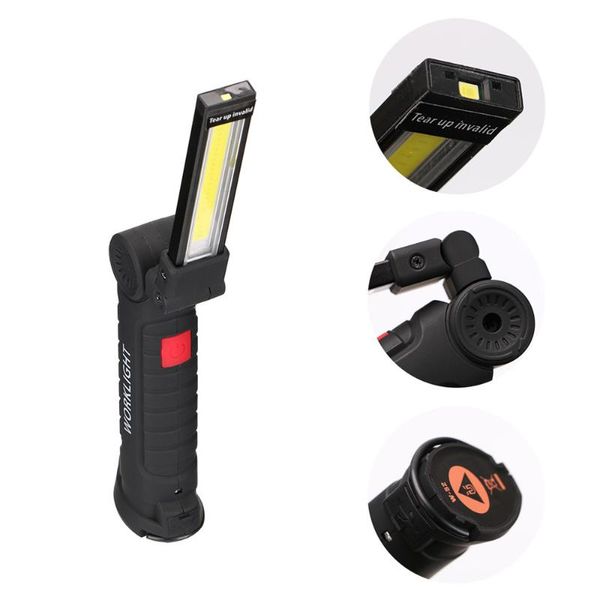 

portable usb rechargeable 5 mode cob led working light magnetic torch lanterna hanging hook lamp outdoor camping torches