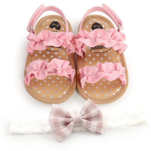 

infant baby girl shoes toddler flats sandals premium soft sole anti-slip summer fashion sandal non-slip walking + headband, Black;red