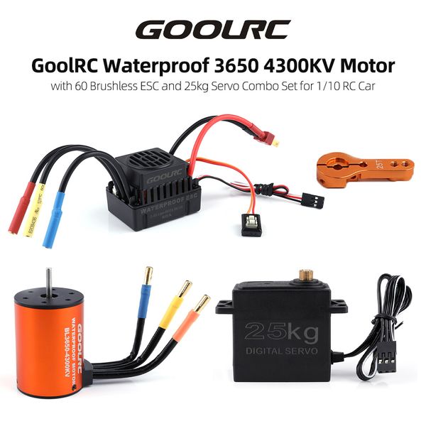 

motor combo set 3650 4300kv rc motor 60a brushless esc 25kg servo w/ 25t servo arm for 1/10 rc off-road truck