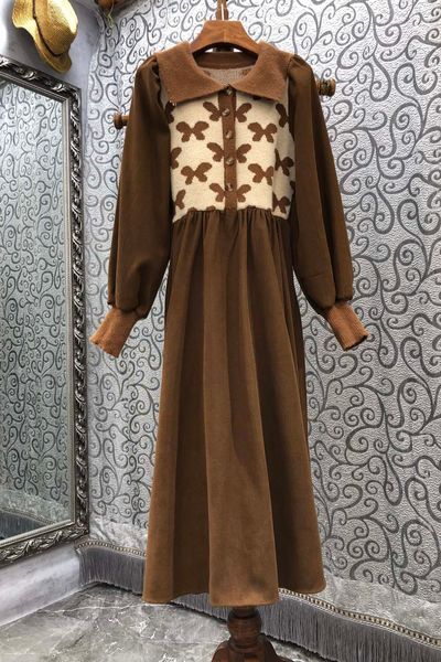 

hepburn style lantern sleeve knitted dress womens autumn european and american new retro dress 10b, White;black