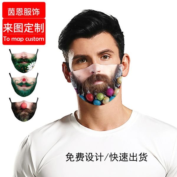 

high-quality masks bearded santa claus funny anti haze mask can put filter