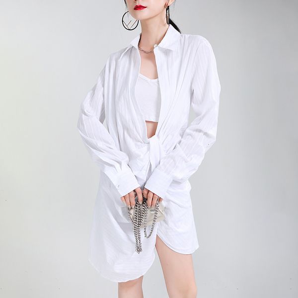 

dresses white ruched blouse for women lapel long sleeve casual loose shirt female fashionable clothing spring stylish, Black;gray