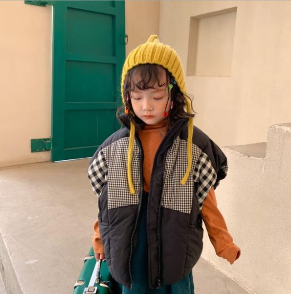 

wholesale girls boys thicken plaid patchwork vest fashion winter kids coat 1-6years ql329 waistcoat, Camo