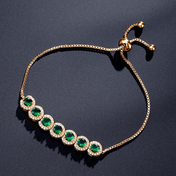 

link, chain rakol round green luxury cubic zirconia bracelet for women fashion unique bridal jewelry rb2062, Black