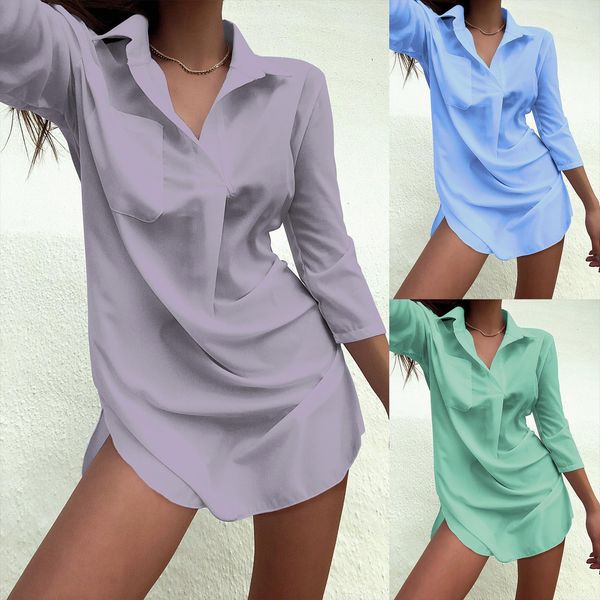 

beach cover ups solid womens dress v neck crochet swimwear overall split long swimsuit smock robe tunic, Black;gray