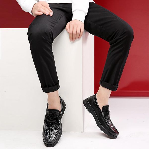 

dress shoes 2021 the men formal round head toe flats wedding leather italian elegant men's party office footwear, Black