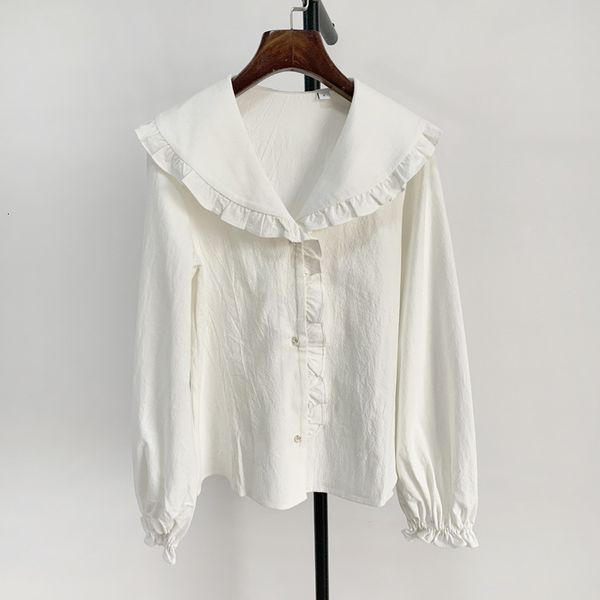 

shirt 2021 autumn and winter women's lace doll collar 7v3h, White