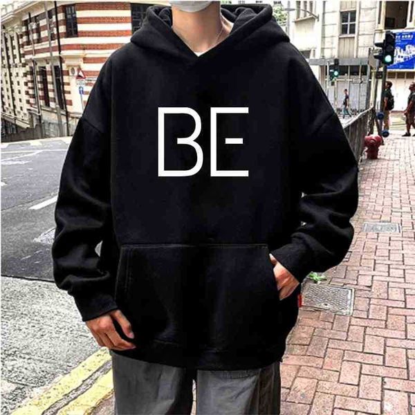 

Hoodie be letter casual hip hop autumn winter students Plush sweater men and women, Blue