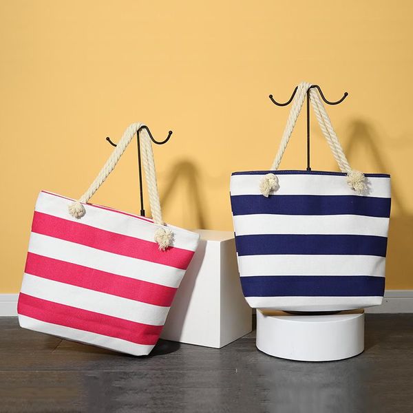 

evening bags 2021 stripe beach bag women's armpit shoulder leisure canvas