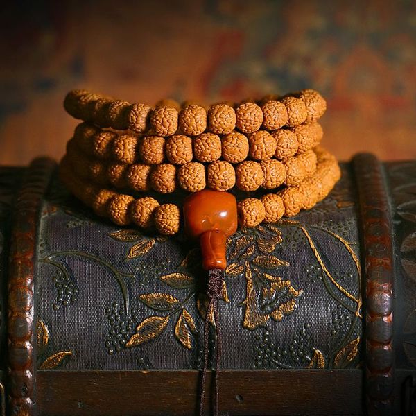

bangle vajra bodhi bracelet men's tibetan cultural and buddhist beads 108 dragon pattern natural seed plate playing rosary, Black