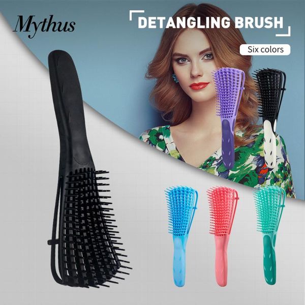 

hair brushes professional detangling comb straight curly product barber care massage brush styling tools for women, Silver